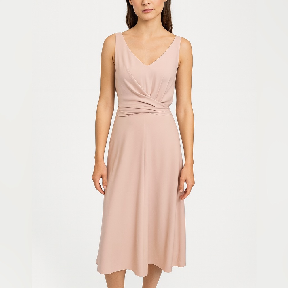 Aritzia Wilfred Darcell Wrap‎ Dress Pink Tie Back Women's Size Small Midi V-Neck